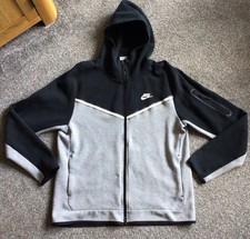 MENS NIKE TECH FLEECE BLACK/ GREY FULL ZIP TRACKSUIT HOODIE SIZE UK LARGE