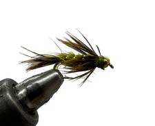 One Dozen (12) - Beadhead Hare's Ear Soft Hackle - Olive - Nymph