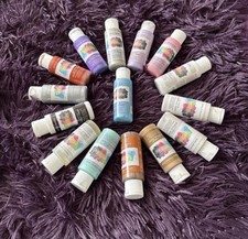 15 Bottles Of Acrylic Craft Paint, Natural Sponges And Paint Brushes