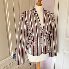 Ben Sherman Ladies Boating Blazer Striped Regatta Mod Size S Preppy Jacket