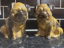 Vintage Pair Treacle Glaze Pug