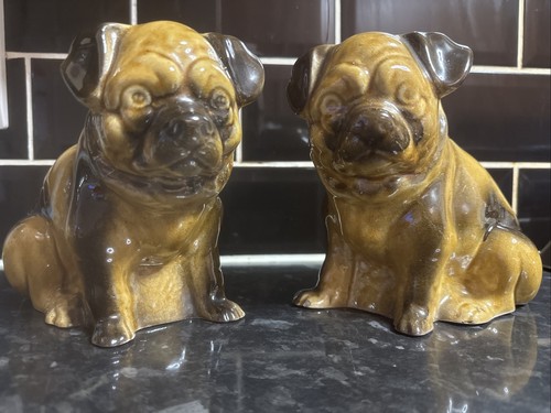 Vintage pair treacle glaze - treacle, pug
