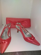 JACQUES VERT CORAL KNOT LOWER HEEL SHOES AND MATCHING BAG UK 3 EUR 36