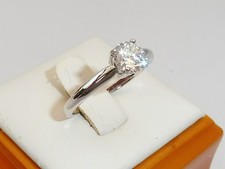 Ladies Sterling 925 Fine Silver Brilliant Cut White Sapphire Solitaire Ring