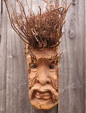 Bamboo Wall Hanging Mans Face Mask Handcarved Garden Bar Wooden Decoration 83-2