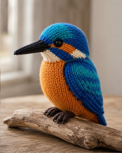 Kingfisher bird knitting - bird,