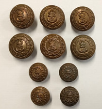 Matching Set 10 Vintage Kings Crown Royal Marines Brass Buttons By Smith Wright