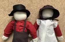 Vintage rag dolls signed and dated by Amish doll artist, folk dolls