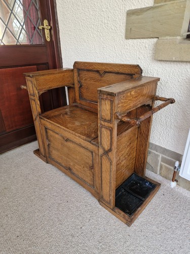 Vintage oak hall bench monks - vintage,