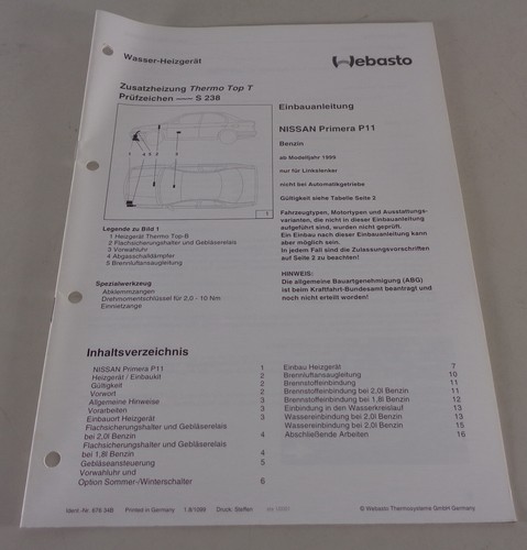 Einbauanweisung webasto - einbauanweisung,