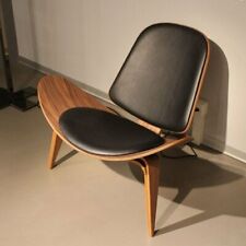Mid Century Modern Hans Wegner Style Shell Chair Vintage Design Solid Wood Brown