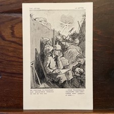 Military WW1 German Soldiers In Trench’s Art Scetch Postcard