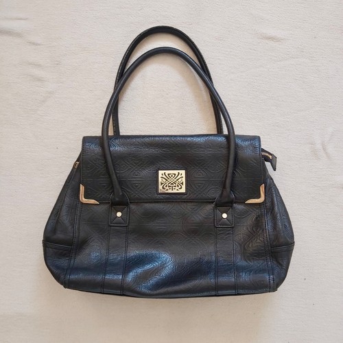 Biba black leather shoulder - leather,