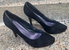 Womens Black suede Court Shoes