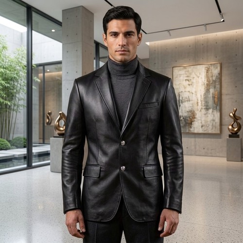 Men real leather - men's, blazer