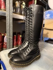 Dr Martens 1420 20 Hole Knee High Made In England Black Leather Size 4
