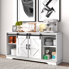 Wooden Storage Cabinet Sideboard and TV Cabinet Free Standing Sliding Barn Door