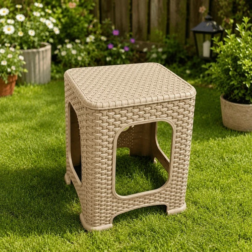 Plastic rattan stool large - rattan,