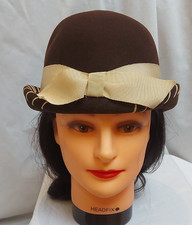 Vintage 50's Ladies Brown & Cream Derby/Bowler Hat Dance/Races etc