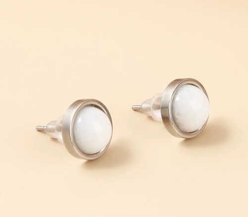 Round gemstone stud - gemstone, earrings