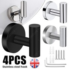 4x Bathroom Towel Robe Coat Hook Stainless Steel Wall Mounted Hooks Door Hanger