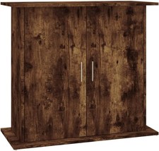 Rustic Fish Tank Stand with Storage – Smoked Oak Wood Cabinet Unit 81cm