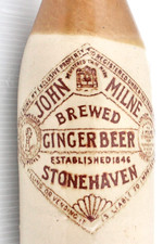 VINTAGE c1920s JOHN MILNE STONEHAVEN Nr ABERDEEN PIC STONE GINGER BEER BOTTLE