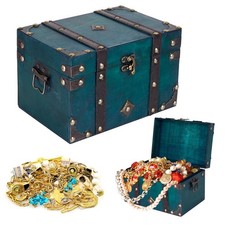 Wooden Pirate Treasure Chest, Large Vintage Treasure Box, Handmade Decorative W