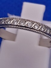 Palladium 950 0.20 Carat Diamond Wedding / Eternity  Band Ring Size I.5 1.9g