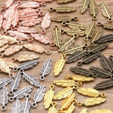20 x Feather Charms Metal