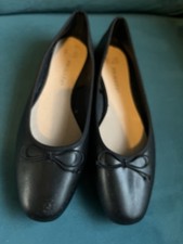 Ladies Flat Ballerina Pumps Shoes - Black - UK 7 - New