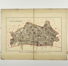 1886 Antique City of London Map Stanford for School Board 6" to Mile Rare Detail