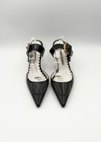Manolo blahnik black leather - manolo,