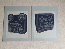 Vintage Pioneer Reel To Reel set of 2 Screenprints Hifi hi fi audiophile art
