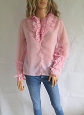 Pink ruffle blouse top, long