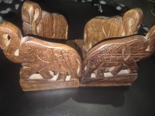 Vintage carved wooden elephant - carved,