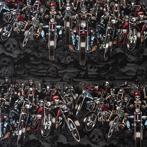 Fat quarter skeleton biker - fat,