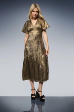 Dorothy Perkins Gold Midaxi Dress Womens Party Dresses