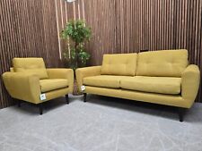 Jack Wills x Sofa.com Retro Modern 3 Seater Sofa & Armchair In Yellow Soft Weave