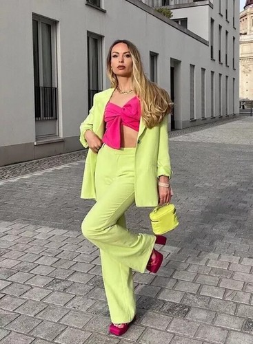Zara light lime green - lime, straight