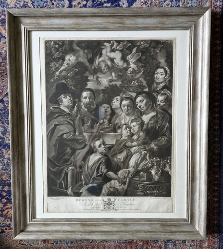 Rare antique mezzotint print - antique,