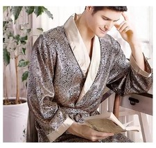 Mens Satin Silk Robe Long