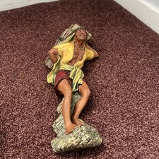 BOSSONS VINTAGE Wall Plaque CHALKWARE 1964 Farmer Gathering Crops.