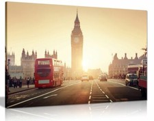 Westminster Bridge At Sunset London Canvas Wall Art Picture Print