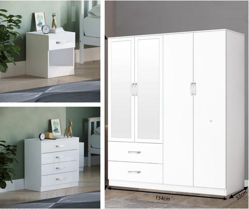 High gloss white bedroom - high,