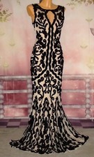 ✨ PHASE EIGHT Collection 8 Black Nude Tapework Maxi Evening Party Dress Size 14