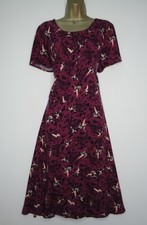 BILLIE & BLOSSOM BURGUNDY BIRD PRINT MIDI TEA DRESS SIZE 16 DOROTHY PERKINS