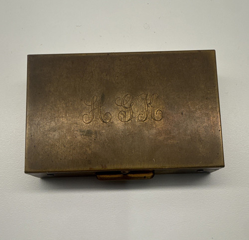 Vintage gold metal pill box - metal,
