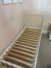 IKEA White Extendable Minnen Bed Metal Frame 
