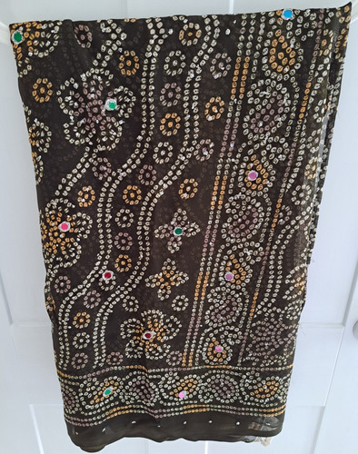Brown bandhani style saree - brown,